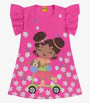 Vestido Infantil Manga Curta Rovi Kids Rosa