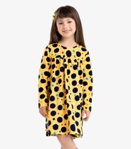 Vestido Infantil Manga Longa De Bolinhas Rovi Kids Amarelo