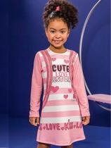 Vestido Infantil Manga Longa Em Fly Tech Ursa E A Mochila Rosa - Kukiê Vestido Infantil Manga Longa Em Fly Tech Ursa E A Mochila Rosa - Kukiê