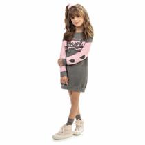 Vestido Infantil Manga Longa em Moletom Roupa de Inverno para Menina