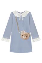 Vestido Infantil Manga Longa em Molevisco Estampa Bolsinha Ursinha Teddy Princess by Infanti