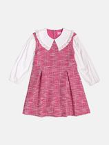 Vestido Infantil Manga Longa Em Tweed Rosa Com Gola Momi Vestido Infantil Manga Longa Em Tweed Rosa Com Gola Momi