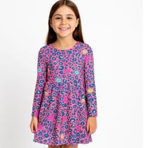 Vestido Infantil Manga Longa Estampado cor Rosa - Zig Zig Zaa
