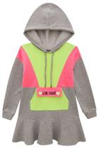 Vestido Infantil Manga Longa Kukie Verde Neon Love Para Meninas Despojadas Divertida Para Festas