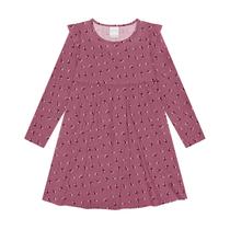 Vestido Infantil Manga Longa Liberty Rosa Floral Alakazoo