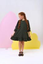 Vestido infantil Manga Longa Manju Verde Militar