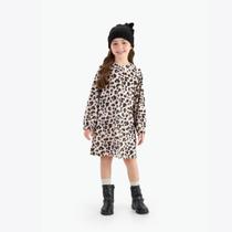 Vestido Infantil Manga Longa Menina Animal Print Oncinha Rovitex Vestido Infantil Manga Longa Menina Animal Print Oncinha Rovitex