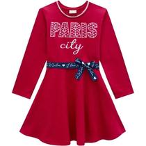 Vestido Infantil Manga Longa Moletinho Paris City - Milon Vestido Infantil Manga Longa Moletinho Paris City - Milon