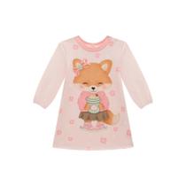 Vestido Infantil Manga Longa Raposa Rosa Kukiê 70460