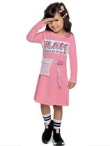 Vestido Infantil Manga Longa Ribana Rosa Claro - Angerô