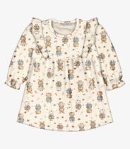 Vestido Infantil Manga Longa Trick Nick Bege Vestido Infantil Manga Longa Trick Nick Bege