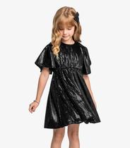 Vestido Infantil Manga Longa Trick Nick Preto