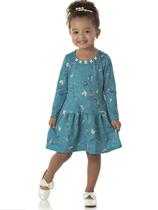 Vestido Infantil Mangas Longas Em Relive Verde Tam 1 a 3 - Pic Nic