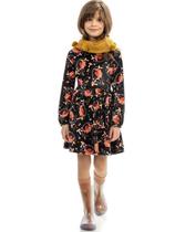 Vestido Infantil Mangas Longas Raposa - Kamylus Vestido Infantil Mangas Longas Raposa - Kamylus