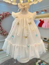 Vestido Infantil Marfim Jardim Encantado Luxo (4547MM)