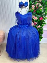 Vestido infantil Marie Longo Mel Azul Royal Brilho