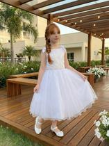 Vestido infantil Marie Mariely Branco Daminhas Festa Florista Batizado Vestido infantil Marie Mariely Branco Daminhas Festa Florista Batizado