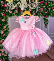 Vestido Infantil Marie Rosa Jardim Encantado Flores Luxo