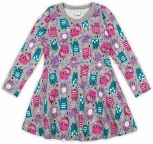 Vestido infantil marisol estampado manga longa