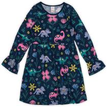 Vestido infantil marisol manga longa estampado