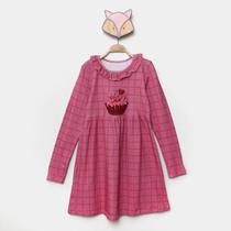 Vestido Infantil Marisol Strech Cup Cake Manga Longa Menina