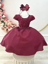 Vestido Infantil Marsala Busto Com Renda Daminha Festas Vestido Infantil Marsala Busto Com Renda Daminha Festas