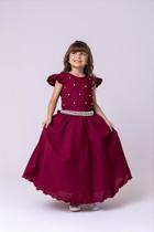 Vestido Infantil Marsala para Formatura Longo Dama de Honra Luxo para Festas Vestido Infantil Marsala para Formatura Longo Dama de Honra Luxo para Festas
