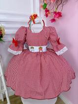 Vestido Infantil Marsala Xadrez C/ Aplique de Laço Luxo Festa 3224MM