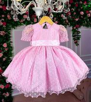 Vestido infantil Mary Kids Rosa Bebe Bolinhas luxo