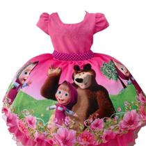 Vestido Infantil Masha e O Urso FESTA TEMATICA COM LACINHO DE CABELO PMU