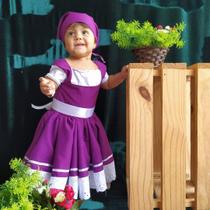 Vestido infantil Masha luxo com rendas e capuz Vestido infantil Masha luxo com rendas e capuz
