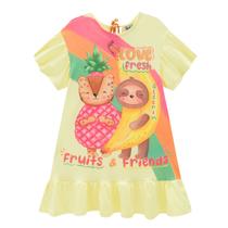 Vestido Infantil Meia Malha Algodão Amarelo Love Fresh Kukiê