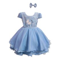 Vestido Infantil Menina 3 Borboletas Saia De Brilho Charmoso