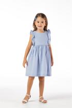 Vestido Infantil Menina Azul Casual Delicado Fofo