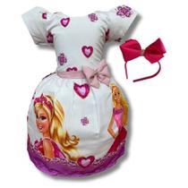 Vestido Infantil Menina Barbie Rosa Luxo C/ Saiote E Tiara Vestido Infantil Menina Barbie Rosa Luxo C/ Saiote E Tiara
