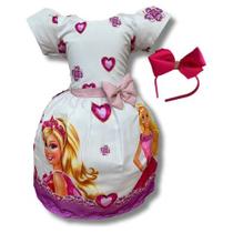 Vestido Infantil Menina Barbie Rosa Luxo C/ Saiote E Tiara Vestido Infantil Menina Barbie Rosa Luxo C/ Saiote E Tiara