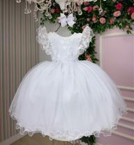 Vestido Infantil Menina Bonita Angelie Branco - Elegante e Confortável