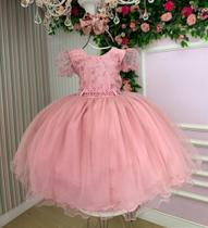 Vestido Infantil Menina Bonita Milene Rose - Tecido Tafeta