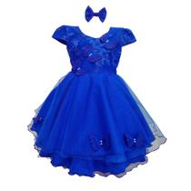 Vestido Infantil Menina Borboletas Pérola Bordado Festa
