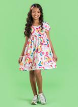 Vestido Infantil Menina Branco de Unicórnio