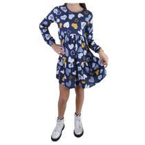 Vestido Infantil Menina Brandili ML Estampado Azul - 56000