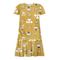 Vestido Infantil Menina Cats Amarelo Alakazoo