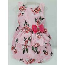Vestido Infantil Menina Cetim Festa Floral Luxo Rosa 7908 Vestido Infantil Menina Cetim Festa Floral Luxo Rosa 7908