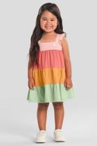 Vestido infantil menina colorblock Brandili -Rosa