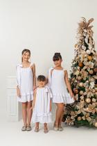 Vestido Infantil Menina Com Babados e Alça Amarração Forrado - Marias - Branco - 10 Vestido Infantil Menina Com Babados e Alça Amarração Forrado - Marias - Branco - 10
