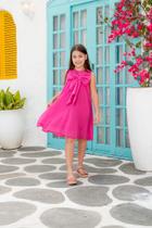 Vestido Infantil Menina Com Laço Soltinho Sem Manga De Lese
