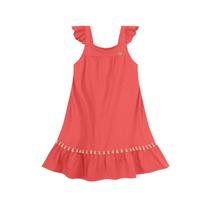 Vestido Infantil Menina Com Pompom Vermelho Brandili