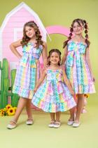 Vestido Infantil Menina Corações Xadrez Candy Bia Kids