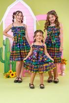 Vestido Infantil Menina Corações Xadrez Neon Preto Bia Kids