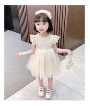 Vestido Infantil Menina De Brim Tule Florido Festa Casamento Vestido Infantil Menina De Brim Tule Florido Festa Casamento